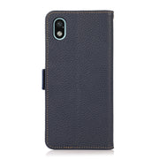 For Sony Xperia Ace III KHAZNEH Side-Magnetic Litchi Genuine Leather RFID Phone Case(Blue)