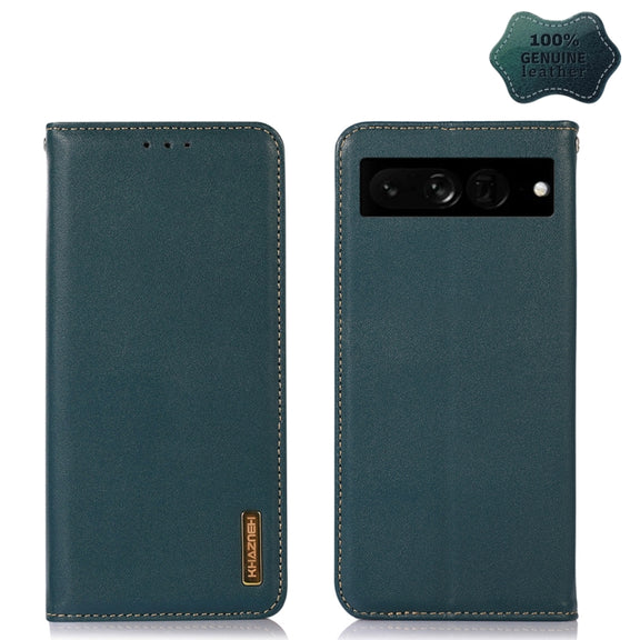 For Google Pixel 7 Pro 5G KHAZNEH Nappa Top Layer Cowhide Leather Phone Case(Green)