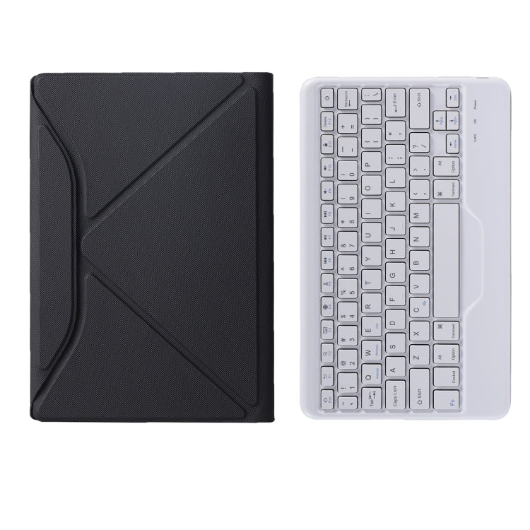 BM20 Diamond Texture Bluetooth Keyboard Leather Case with Triangle Back Support For Lenovo M10 Plus 10.3 inch TB-X606 / TB-X606F(Black + White)