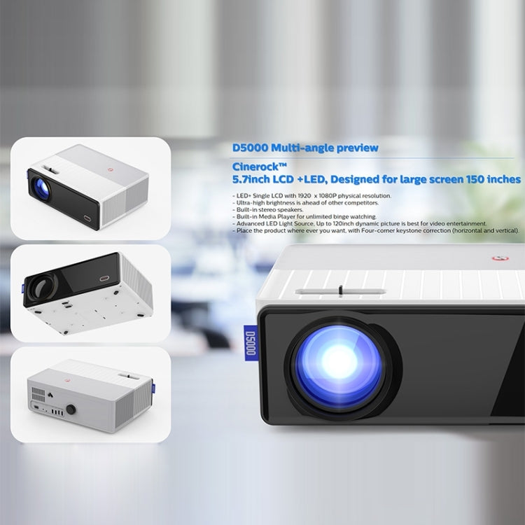 VIVIBRIGHT D5000 1920x1080P 420ANSI 6000Lumens LCD + LED HD Digital Projector, Basic Version US Plug
