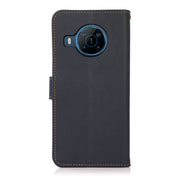 For Nokia X100 KHAZNEH Custer Genuine Leather RFID Phone Case(Blue)