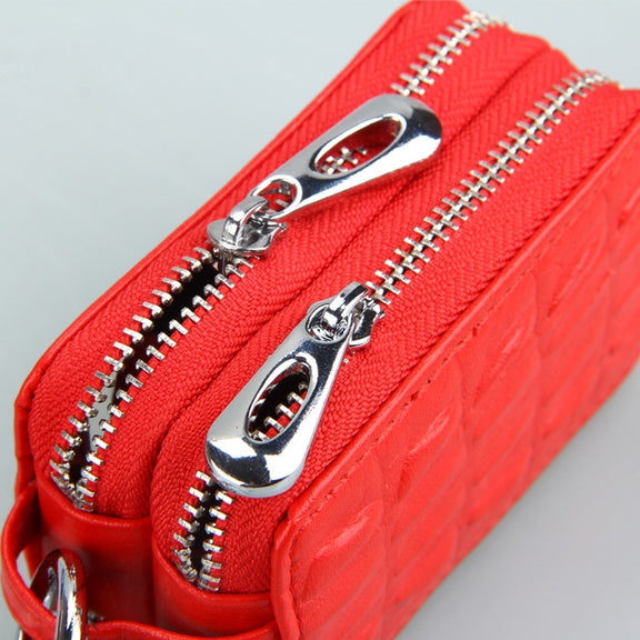 9075 Universal Crocodile Texture Genuine Leather Double Zipper Car Key Case(Black)