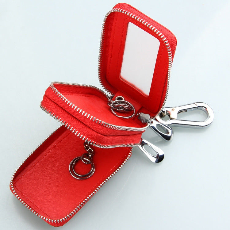 9075 Universal Crocodile Texture Genuine Leather Double Zipper Car Key Case(Yellow)
