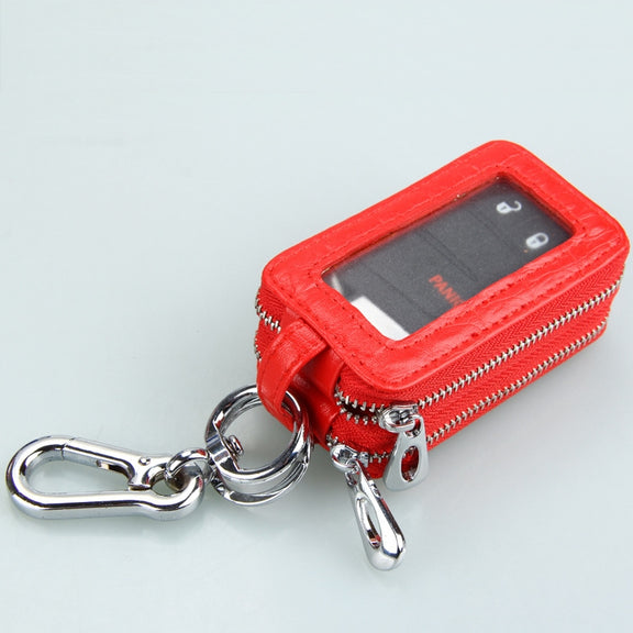 9075 Universal Crocodile Texture Genuine Leather Double Zipper Car Key Case(Yellow)