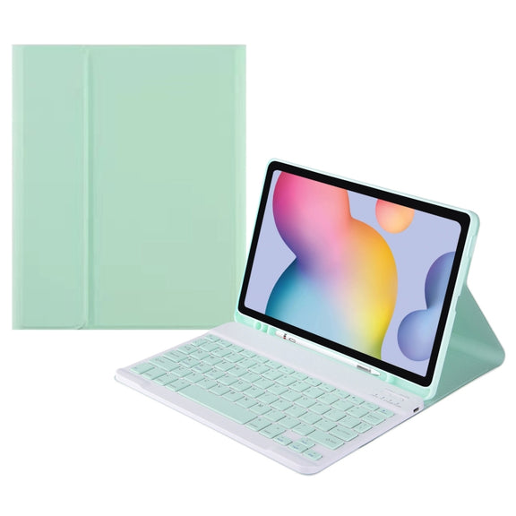 Square Cap Bluetooth Keyboard Leather Case with Pen Slot for Samsung Galaxy Tab S6 Lite(Green)