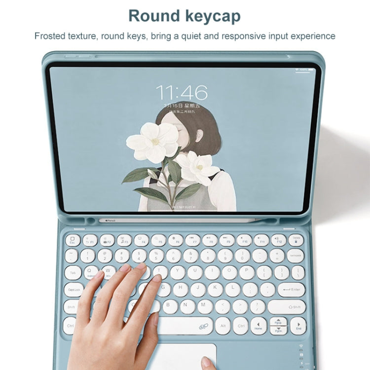 Round Cap Bluetooth Keyboard Leather Case with Pen Slot & Touchpad for Samsung Galaxy Tab S6 Lite(Pink+White Keyboard)