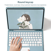 Round Cap Bluetooth Keyboard Leather Case with Pen Slot & Touchpad for Samsung Galaxy Tab S6 Lite(Pink+White Keyboard)