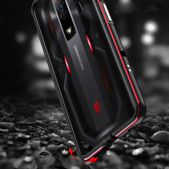 For ZTE nubia Red Magic 7 Aurora Series Metal Frame Phone Case(Black Purple)