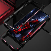 For ZTE nubia Red Magic 7 Pro Aurora Series Metal Frame Phone Case(Black Blue)