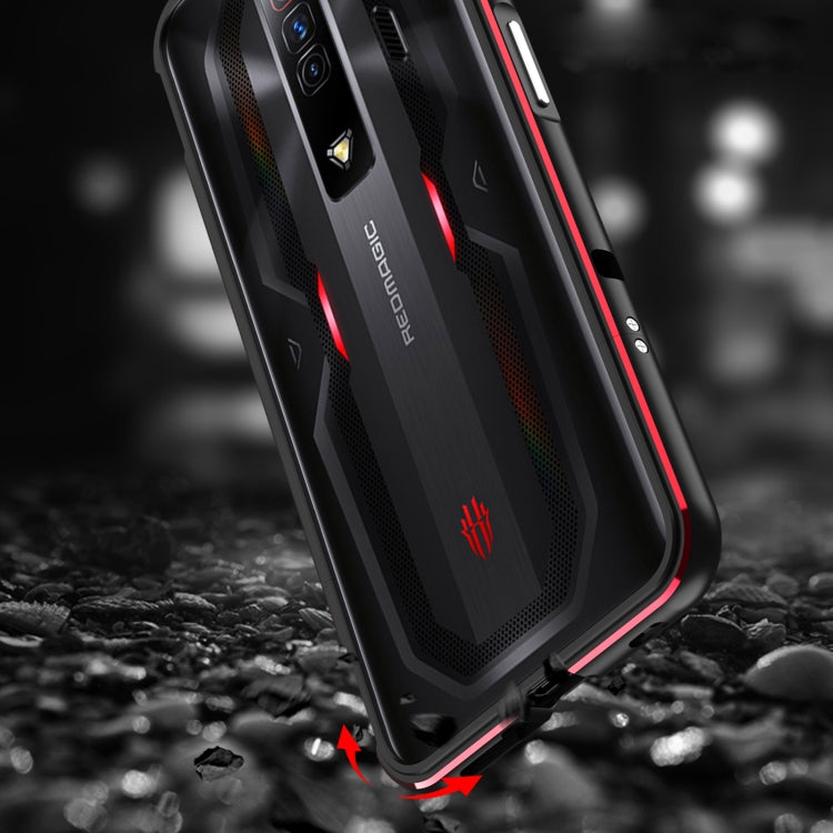 For ZTE nubia Red Magic 7 Pro Aurora Series Metal Frame Phone Case(Black Blue)