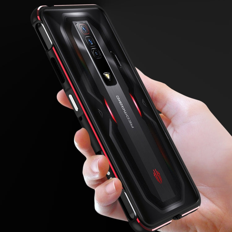 For ZTE nubia Red Magic 7 Pro Aurora Series Metal Frame Phone Case(Black Purple)