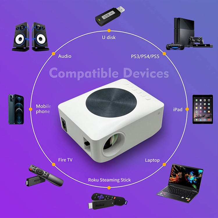 Y2 1280x720P 80ANSI Mini LCD LED Smart Projector, Plug Tpye:EU Plug