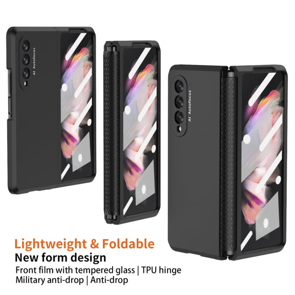 For Samsung Galaxy Z Fold3 5G 360 Full Body TPU Hinge Flip Phone Case(Black)