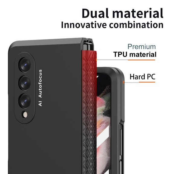 For Samsung Galaxy Z Fold3 5G 360 Full Body TPU Hinge Flip Phone Case(Black)
