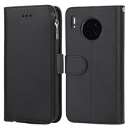 For Huawei Mate 30 Microfiber Zipper Horizontal Flip Leather Case(Black)