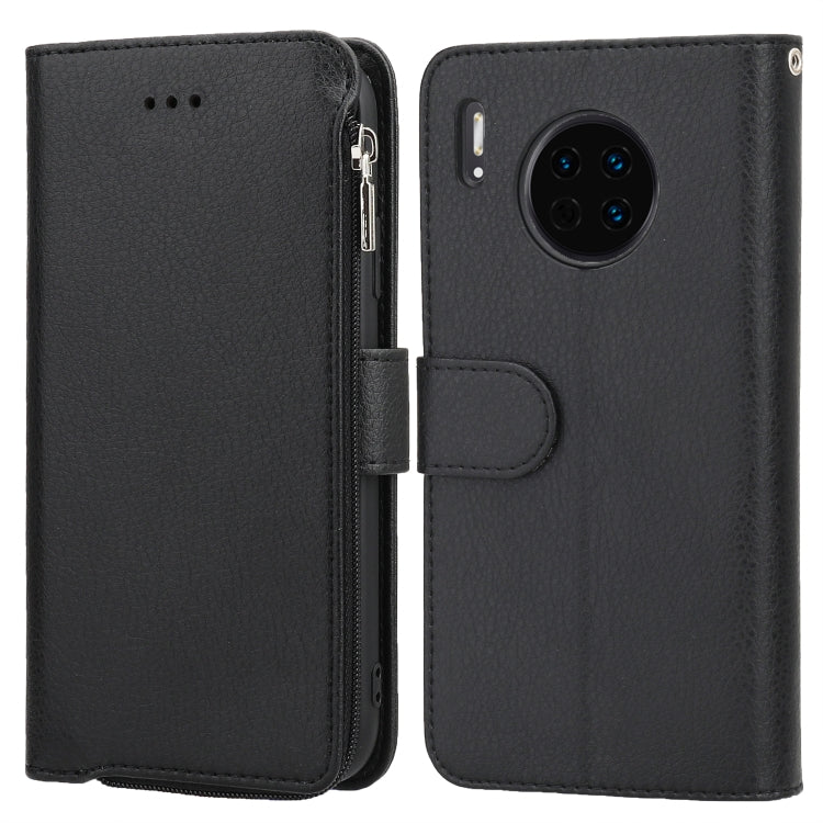 For Huawei Mate 30 Pro Microfiber Zipper Horizontal Flip Leather Case(Black)