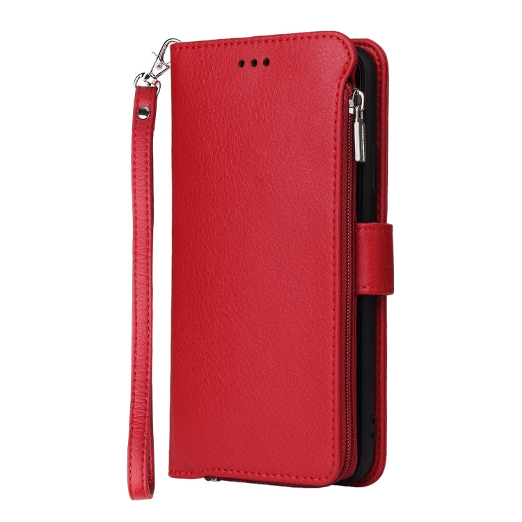 For Huawei P30 Pro Microfiber Zipper Horizontal Flip Leather Case(Red)
