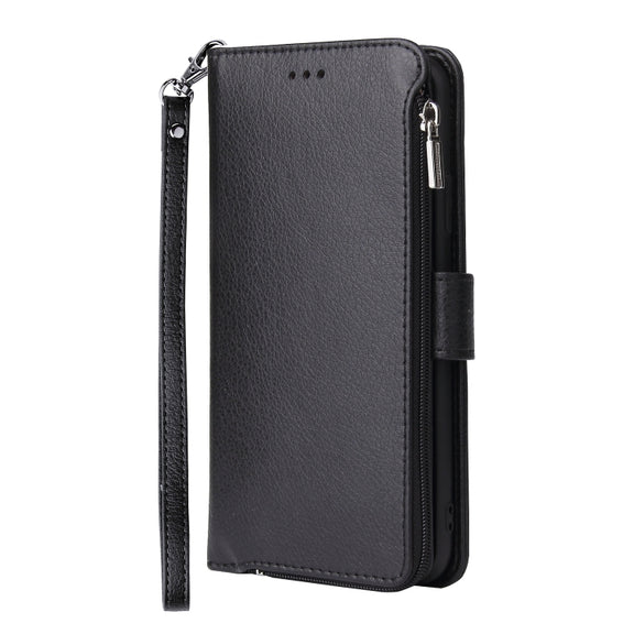 For Huawei P40 Lite / nova 6 SE Microfiber Zipper Horizontal Flip Leather Case(Black)