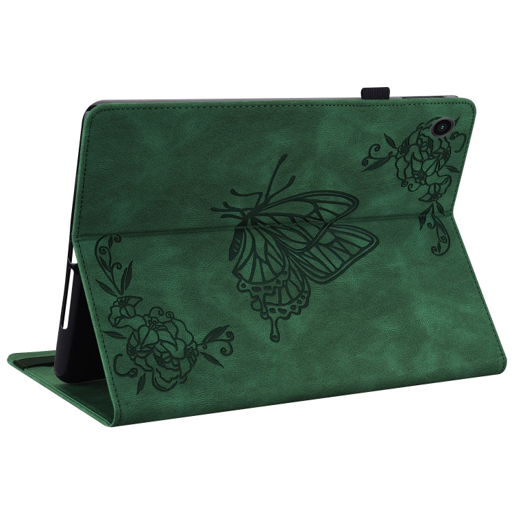 For Realme Pad Butterfly Flower Embossed Leather Tablet Case(Green)