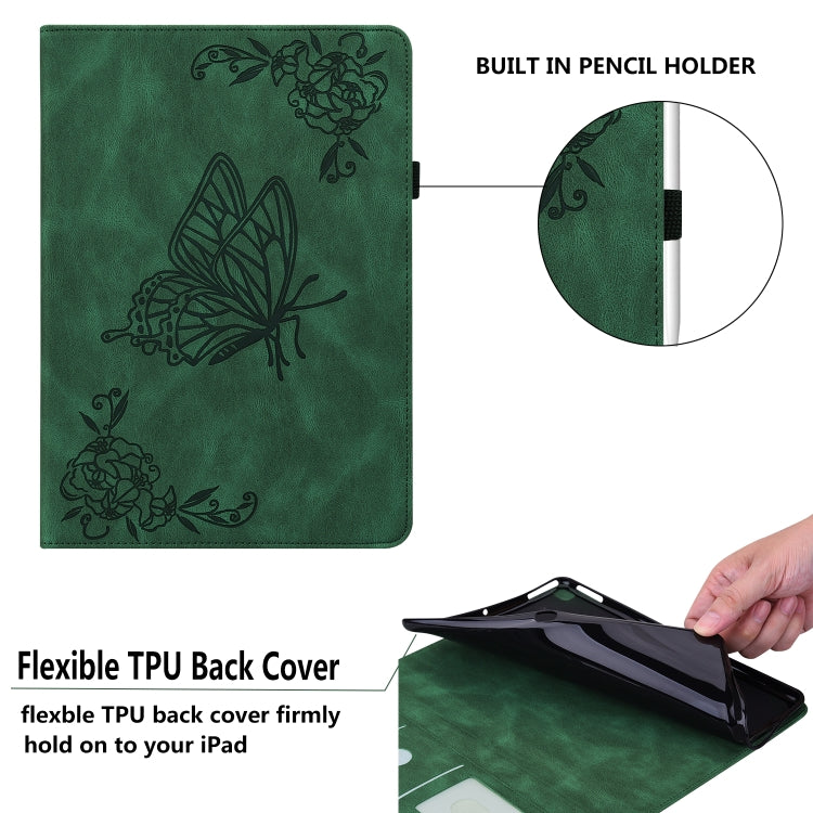 For Realme Pad Butterfly Flower Embossed Leather Tablet Case(Green)