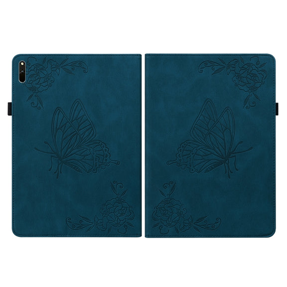 For Huawei MatePad 11 2021 Butterfly Flower Embossed Leather Tablet Case(Blue)