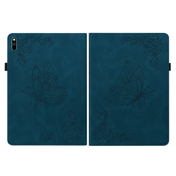For Huawei MatePad Pro 10.8 2021 Butterfly Flower Embossed Leather Tablet Case(Blue)