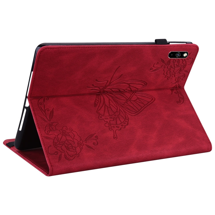 For Huawei MatePad Pro 10.8 2021 Butterfly Flower Embossed Leather Tablet Case(Red)