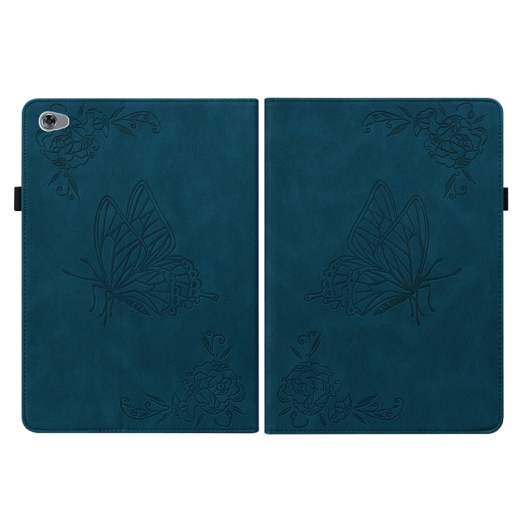 For Huawei MediaPad M5 Lite Butterfly Flower Embossed Leather Tablet Case(Blue)