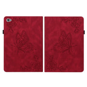 For Huawei MediaPad M5 Lite Butterfly Flower Embossed Leather Tablet Case(Red)