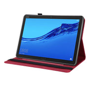 For Huawei MediaPad M5 Lite Butterfly Flower Embossed Leather Tablet Case(Red)