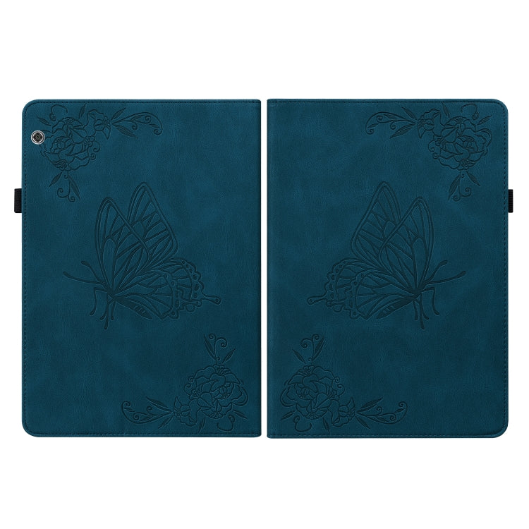 For Huawei MediaPad T5 Butterfly Flower Embossed Leather Tablet Case(Blue)