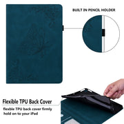 For Huawei MediaPad T5 Butterfly Flower Embossed Leather Tablet Case(Blue)