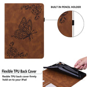 For Huawei MediaPad T5 Butterfly Flower Embossed Leather Tablet Case(Brown)