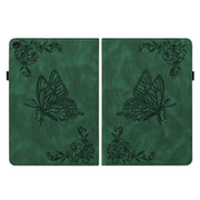 For Lenovo Tab M10 Plus 10.6 3rd Gen Butterfly Flower Embossed Leather Tablet Case(Green)