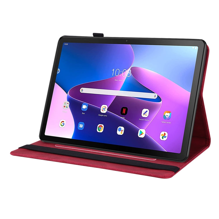 For Lenovo Tab M10 Plus 10.6 3rd Gen Butterfly Flower Embossed Leather Tablet Case(Red)