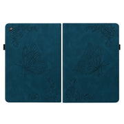 For Amazon Kindle Fire HD 10 2019 / 2017 Butterfly Flower Embossed Leather Tablet Case(Blue)