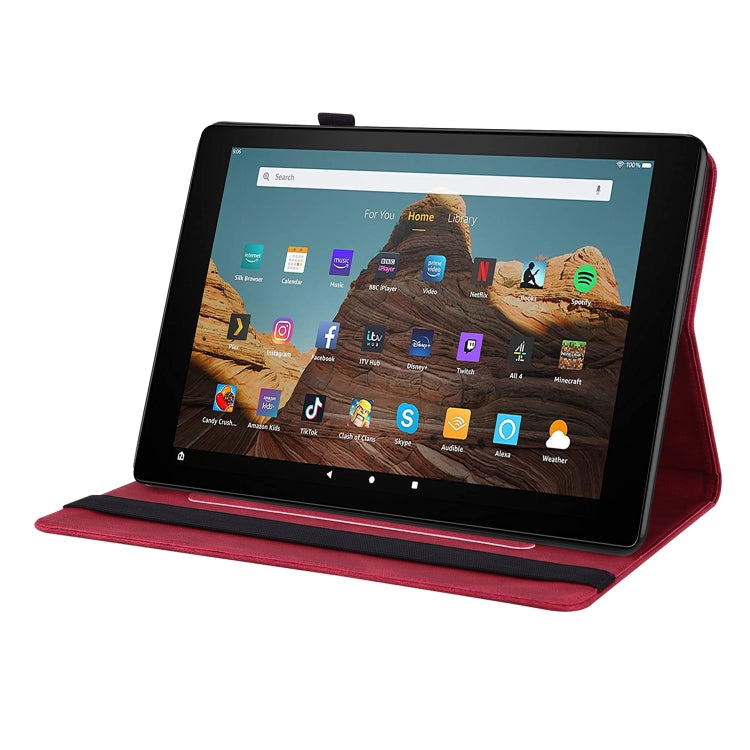 For Amazon Kindle Fire HD 10 2019 / 2017 Butterfly Flower Embossed Leather Tablet Case(Red)