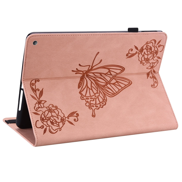 For Amazon Kindle Fire HD 10 2021 / 10 Plus 2021 Butterfly Flower Embossed Leather Tablet Case(Rose Gold)