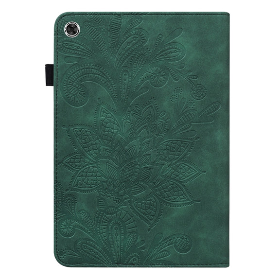 For Lenovo M10 Plus 10.6 3rd Gen 2022 Lace Flower Embossing Pattern Leather Tablet Case(Green)