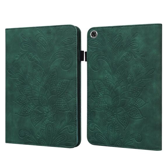 For Lenovo M10 Plus 10.6 3rd Gen 2022 Lace Flower Embossing Pattern Leather Tablet Case(Green)