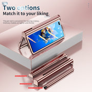For Huawei Mate X2 Electroplating Hinge Phone Case with Stylus(Pink)