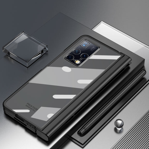 For Huawei Mate X2 Electroplating Hinge Phone Case with Stylus(Black)