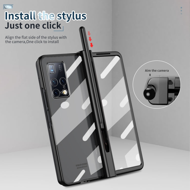 For Huawei Mate X2 Electroplating Hinge Phone Case with Stylus(Black)