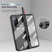 For Huawei Mate X2 Electroplating Hinge Phone Case with Stylus(Black)