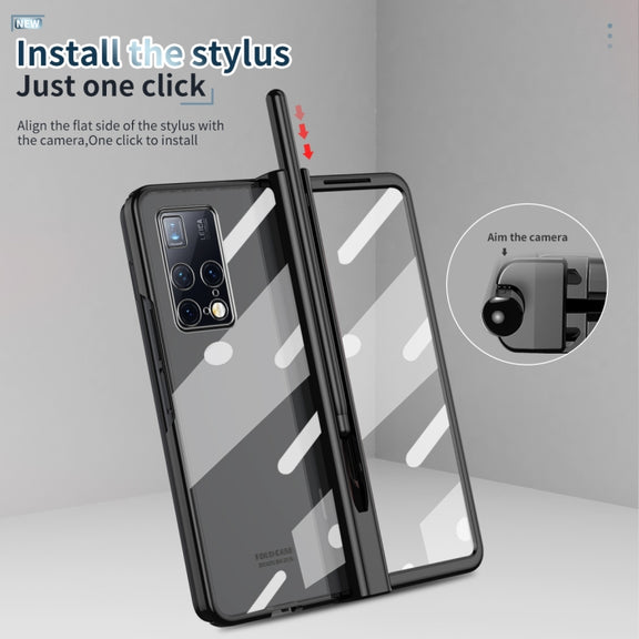 For Huawei Mate X2 Electroplating Hinge Phone Case with Stylus(Black)