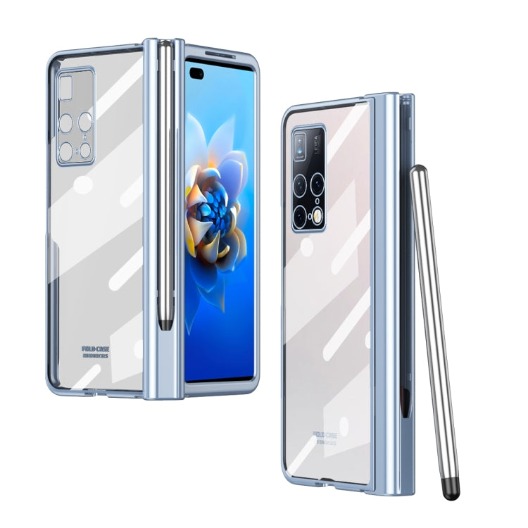 For Huawei Mate X2 Electroplating Hinge Phone Case with Stylus(Blue)