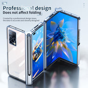For Huawei Mate X2 Electroplating Hinge Phone Case with Stylus(Blue)