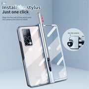 For Huawei Mate X2 Electroplating Hinge Phone Case with Stylus(Blue)