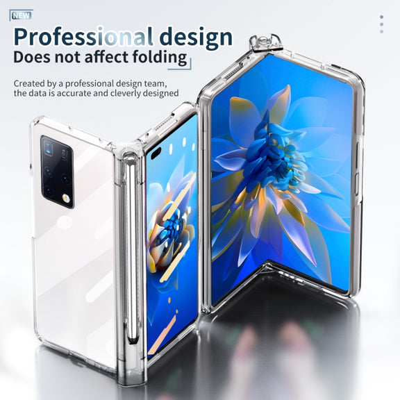 For Huawei Mate X2 Electroplating Hinge Phone Case with Stylus(Transparent)