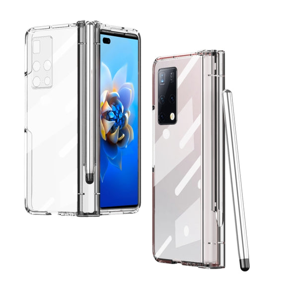For Huawei Mate X2 Electroplating Hinge Phone Case with Stylus(Transparent)